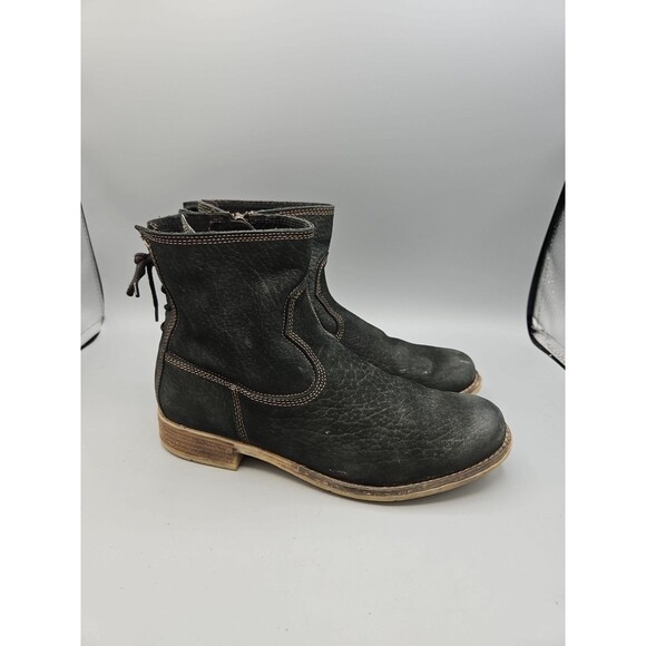 Josef Seibel Shoes - Josef Seibel Sienna 01 Boots Womens 7.5 38 Black Back Tie Leather Booties Ankle
